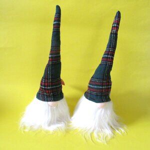Plaid tartan hat gnome set of 2
